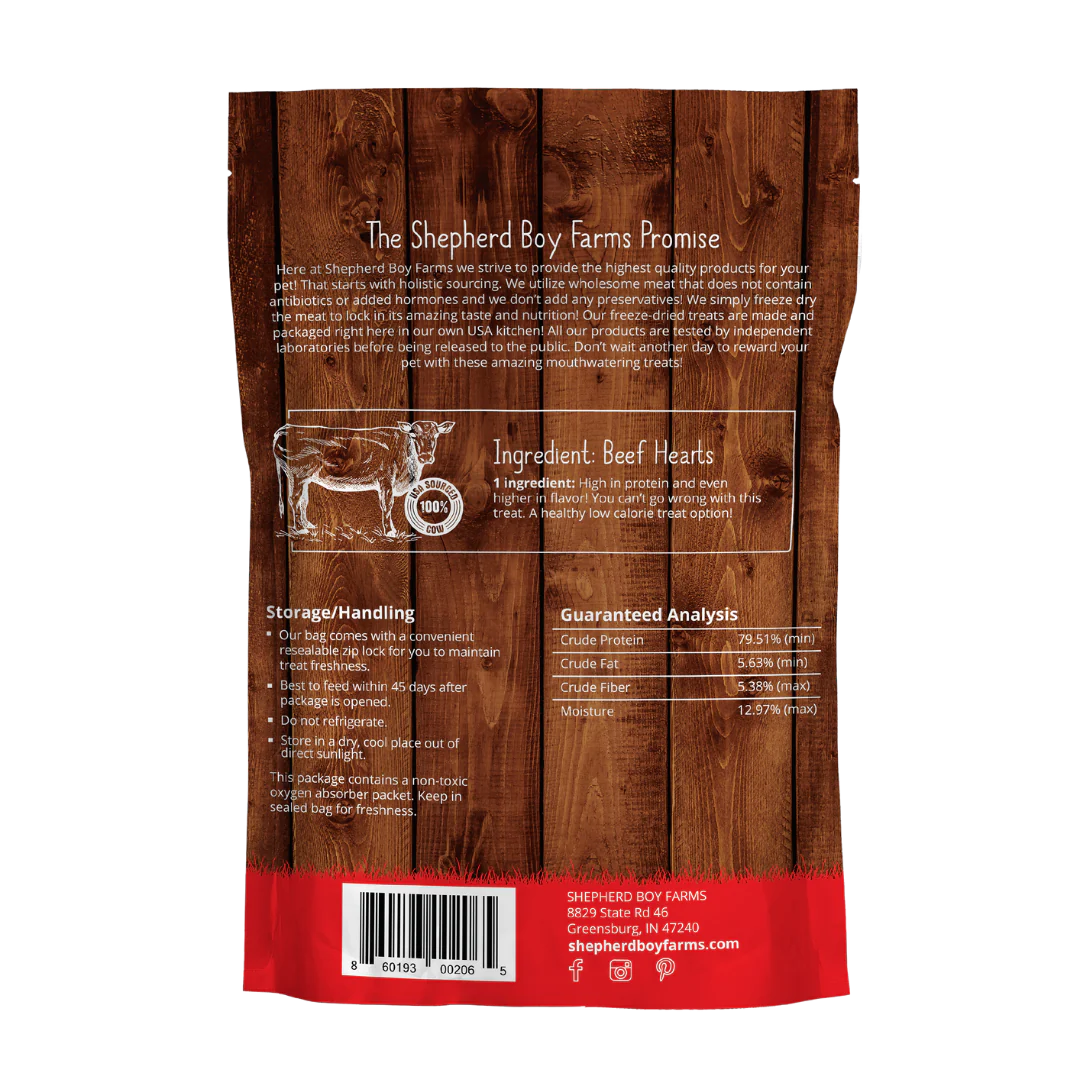 SHEPHERD BOY FARMS FREEZE DRIED BEEF HEARTS