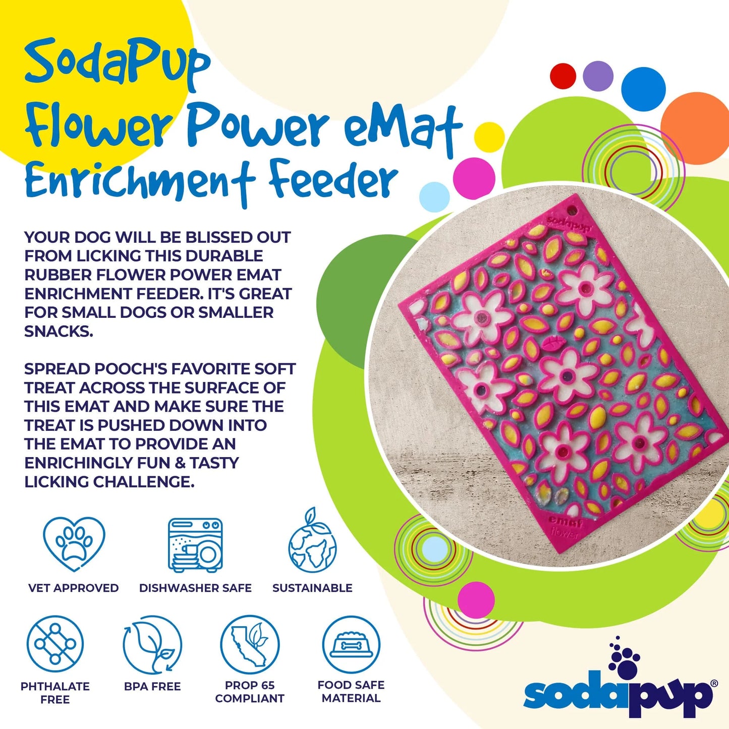 SODAPUP FLOWER POWER DESIGN EMAT ENRICHMENT LICK MAT