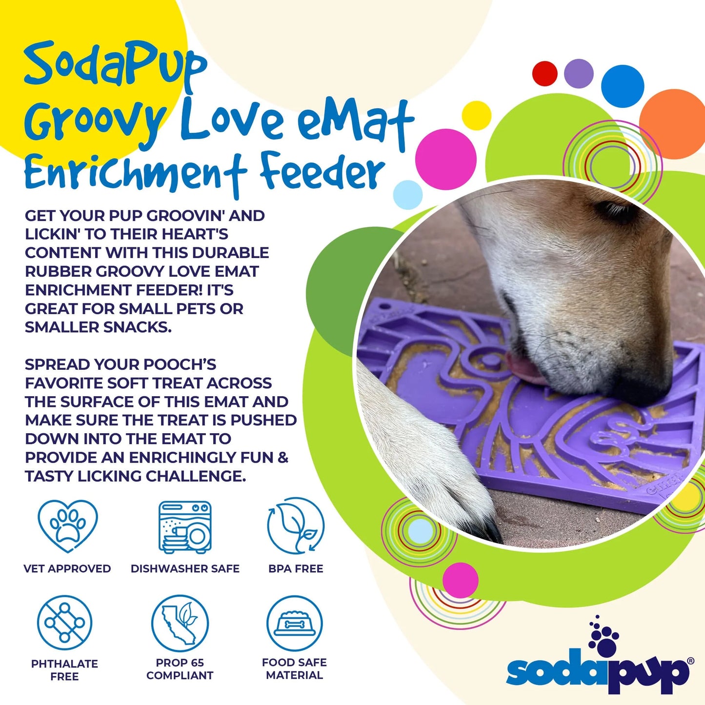 SODAPUP GROOVY LOVE DESIGN EMAT ENRICHMENT LICK MAT - PURPLE