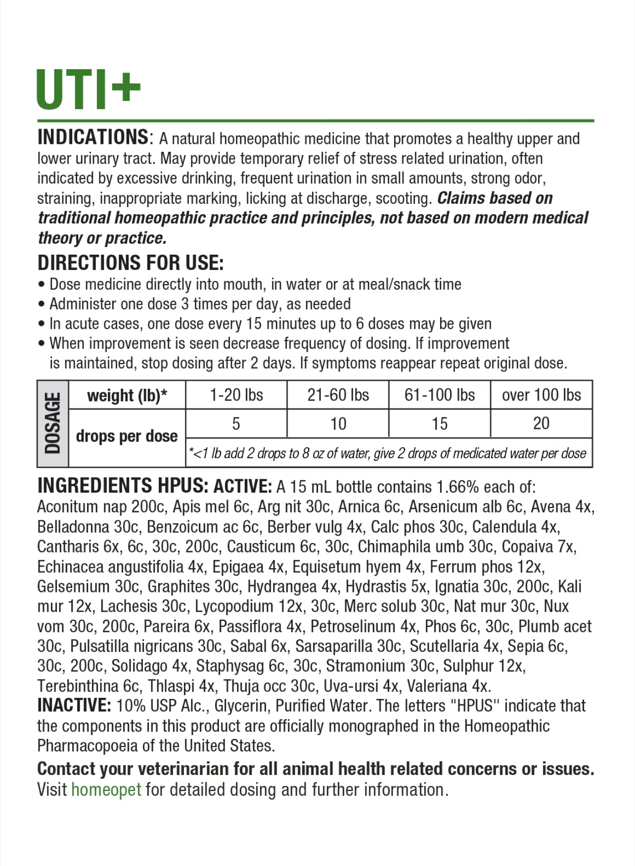 HOMEOPET UTI+ MULTISPECIES