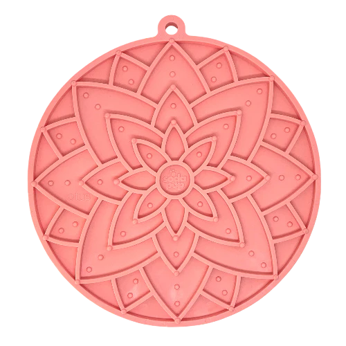 SODAPUP LOTUS DESIGN EMAT ENRICHMENT LICK MAT WITH SUCTION CUPS - PASTEL PINK
