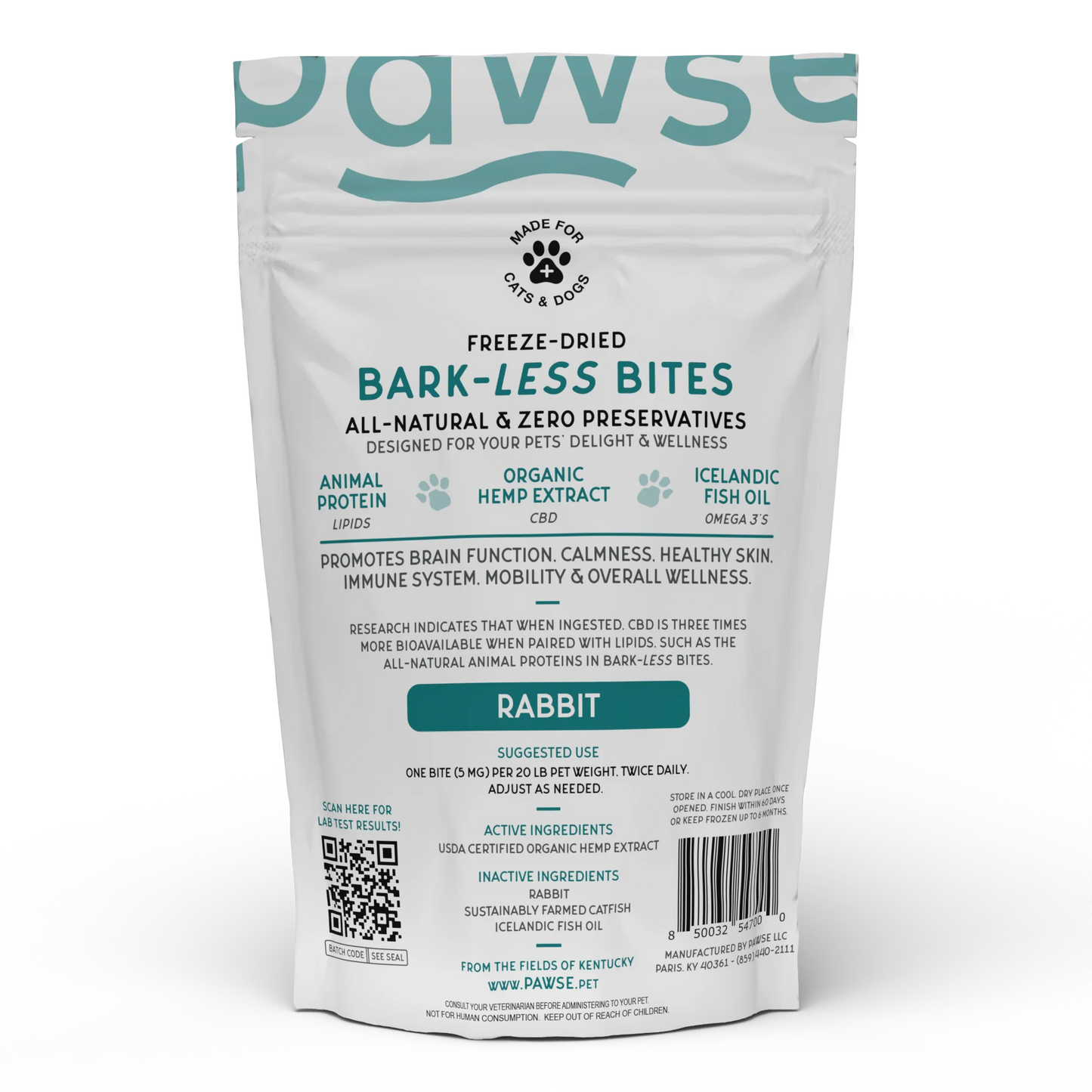 PAWSE BARK-LESS BITES RABBIT - 50 COUNT