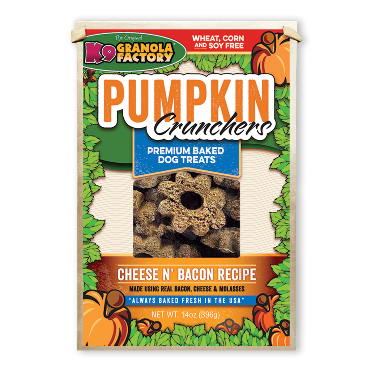 K9 GRANOLA PUMPKIN CRUNCHERS CHEESE Nโ BACON RECIPE DOG TREATS