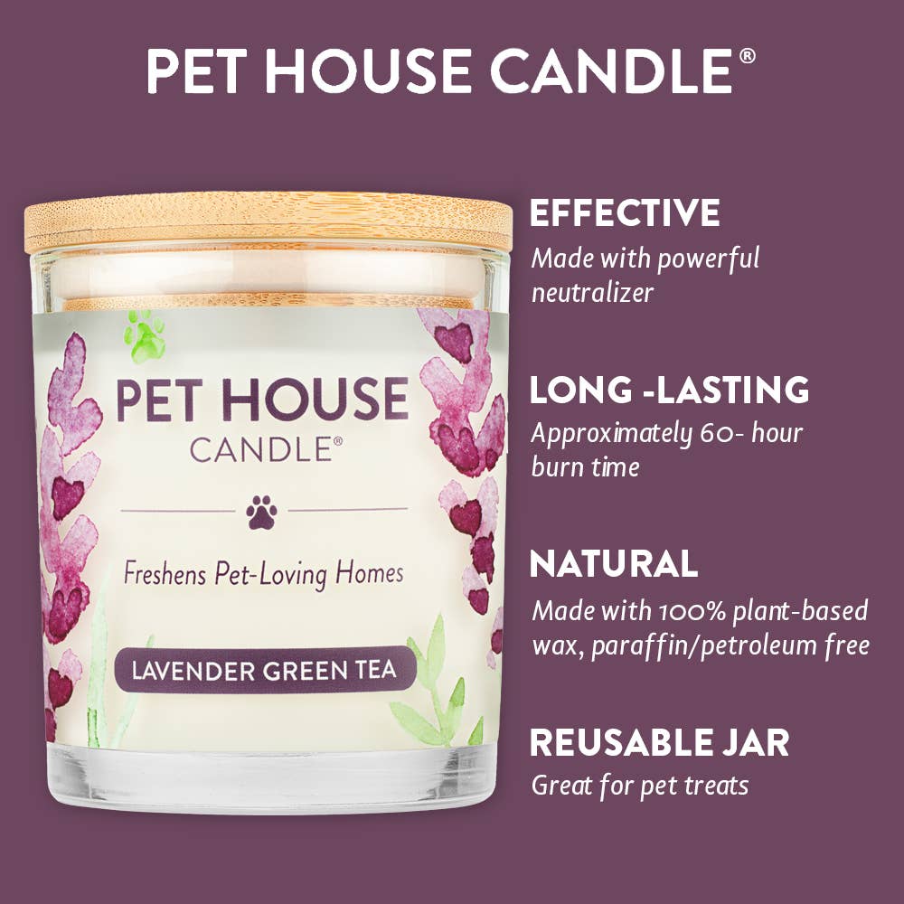 Lavender Green Tea 9 oz Candle for pet-loving homes