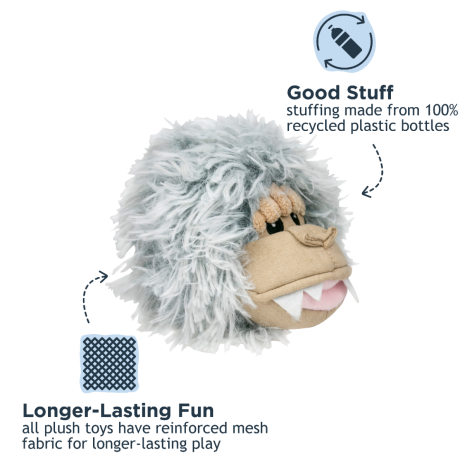 TALL TAILS 2-IN-1 FETCH BALL DOG TOY: YETI HEAD