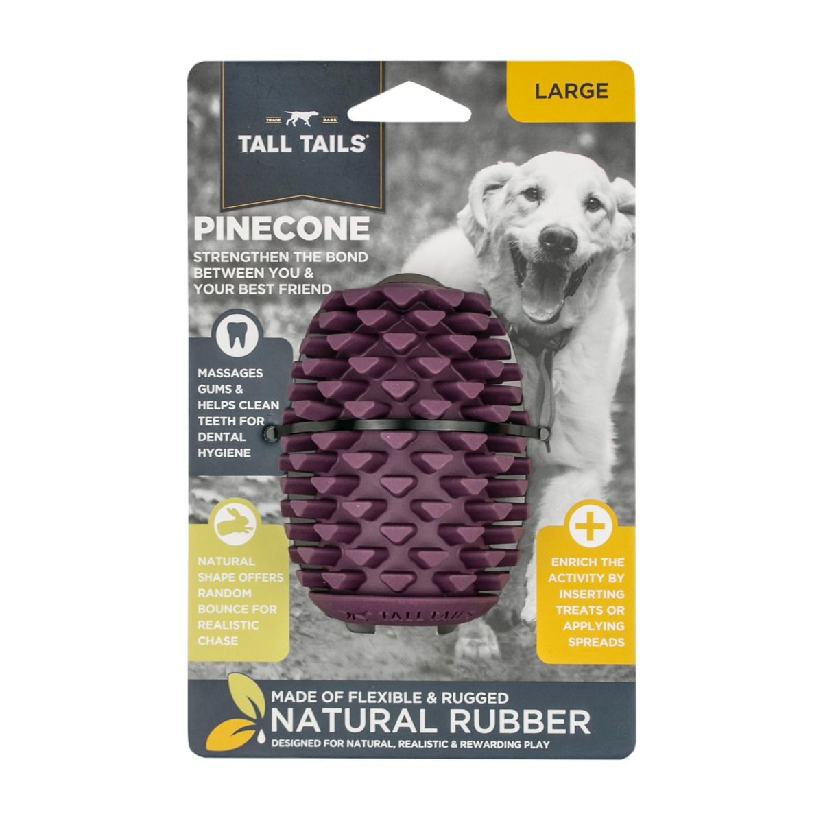 TALL TAILS NATURAL RUBBER PINECONE REWARD DOG TOY