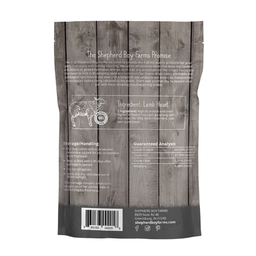 SHEPHERD BOY FARMS FREEZE DRIED LAMB HEARTS