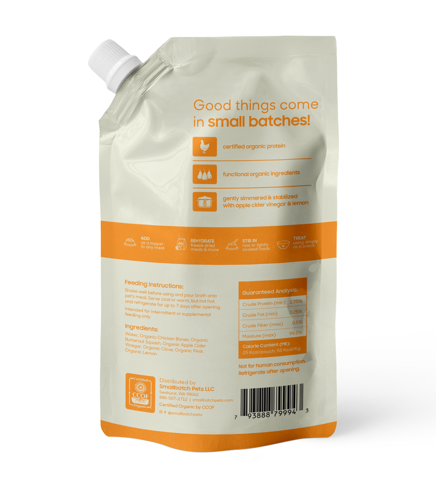 SMALL BATCH PETS ORGANIC CHICKEN BONEBROTH