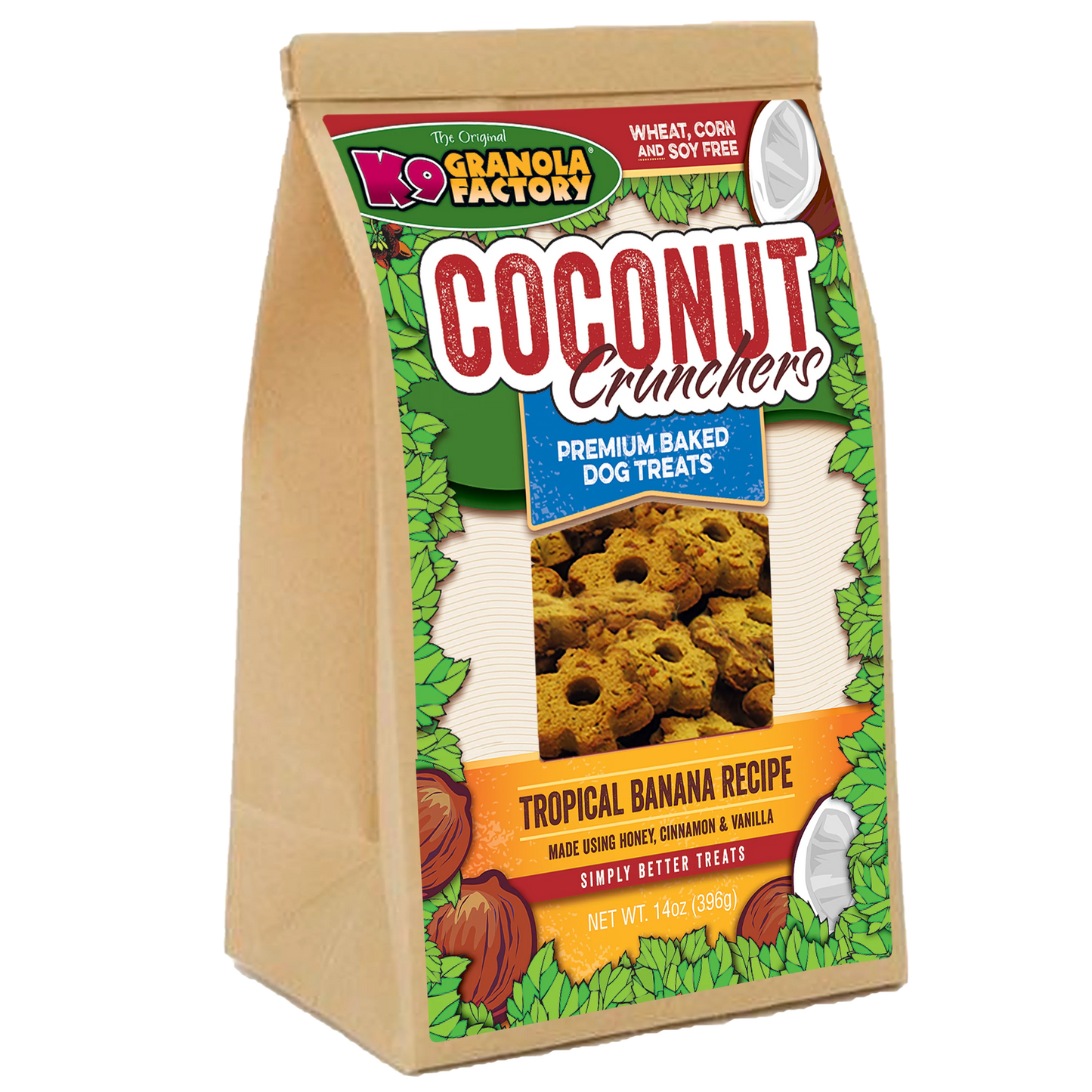 K9 GRANOLA COCONUT CRUNCHERS, TROPICAL BANANA RECIPE DOG TREATS