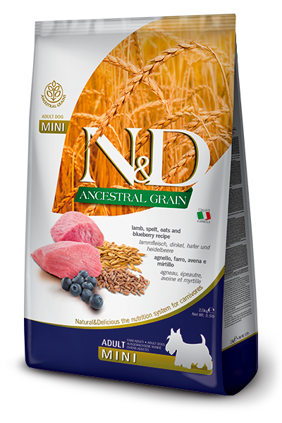 FARMINA N&D ANCESTRAL GRAIN DRY DOG FOOD: LAMB, SPELT, OATS & BLUEBERRY (15.4 LBS)