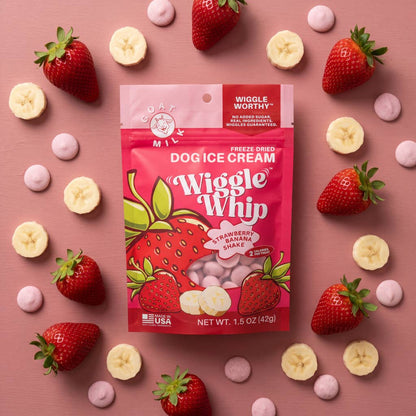 WIGGLE WHIP FREEZE DRIED DOG ICE CREAM - STRAWBERRY BANANA