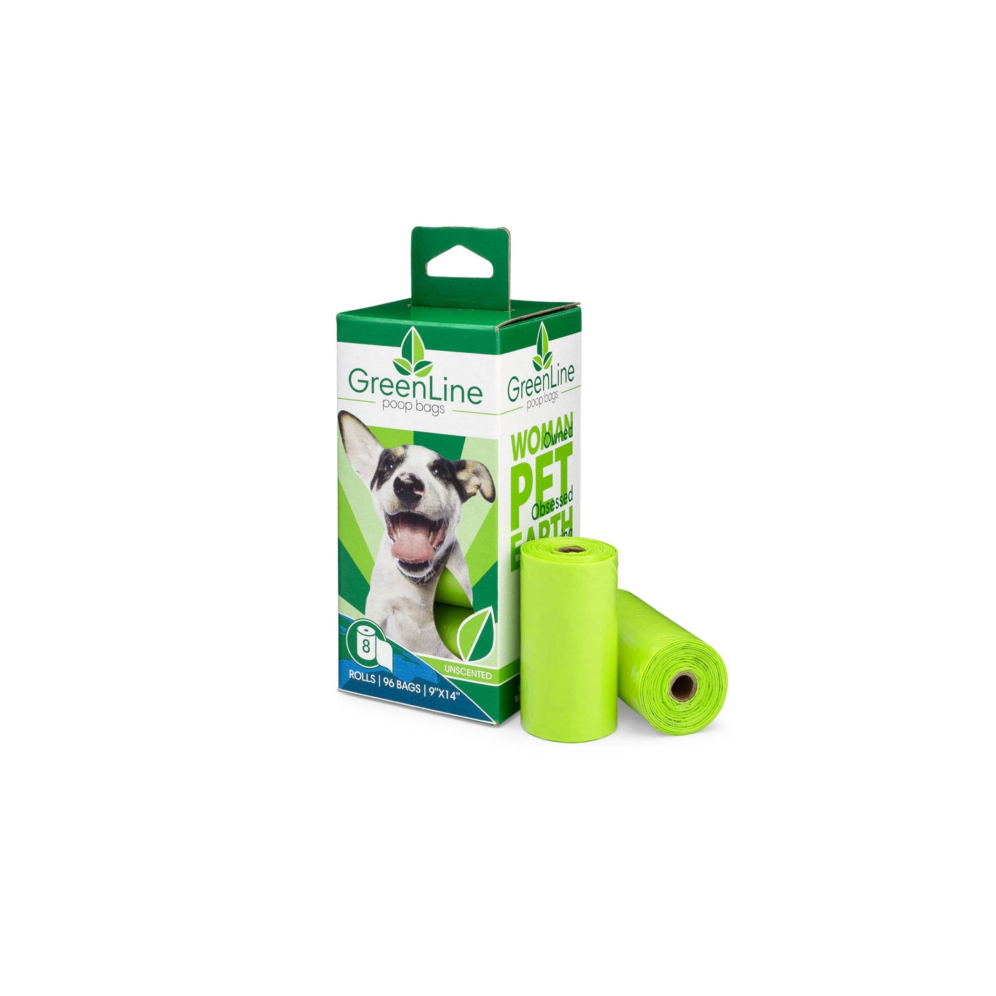 GREENLINE POOP BAGS - 8 ROLL PACK