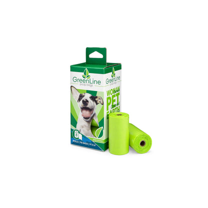 GREENLINE POOP BAGS - 8 ROLL PACK