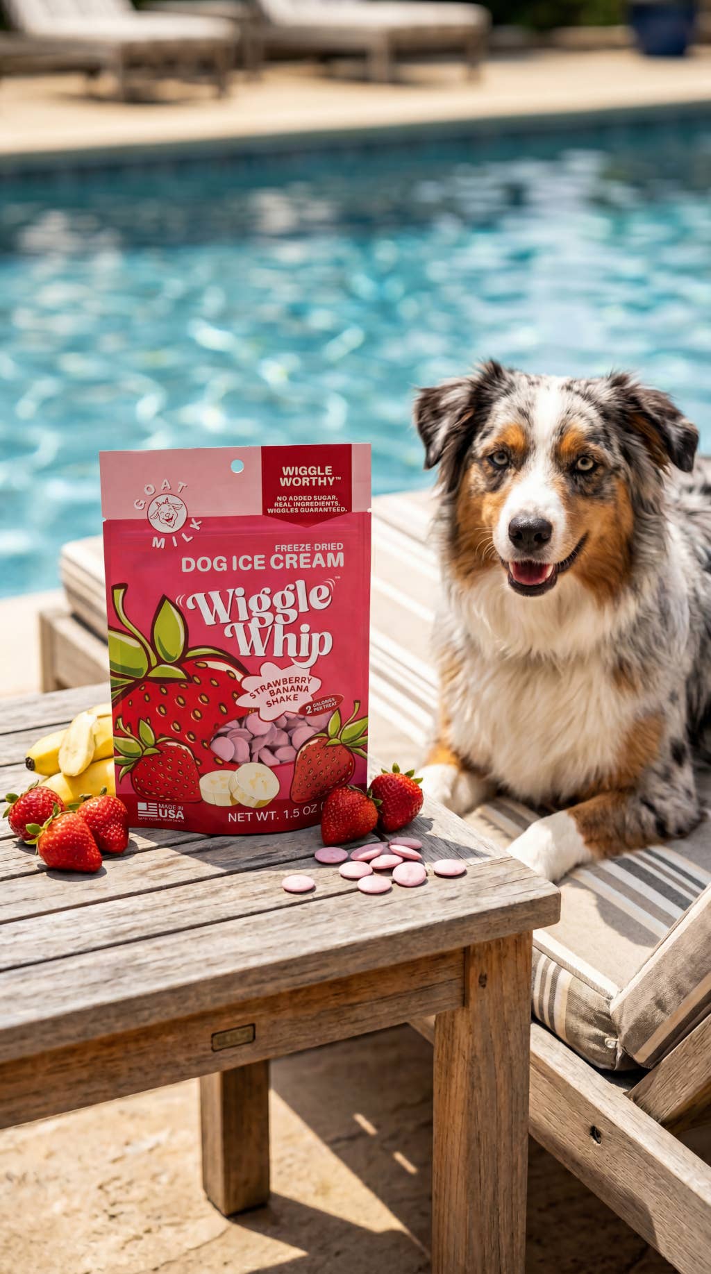 WIGGLE WHIP FREEZE DRIED DOG ICE CREAM - STRAWBERRY BANANA