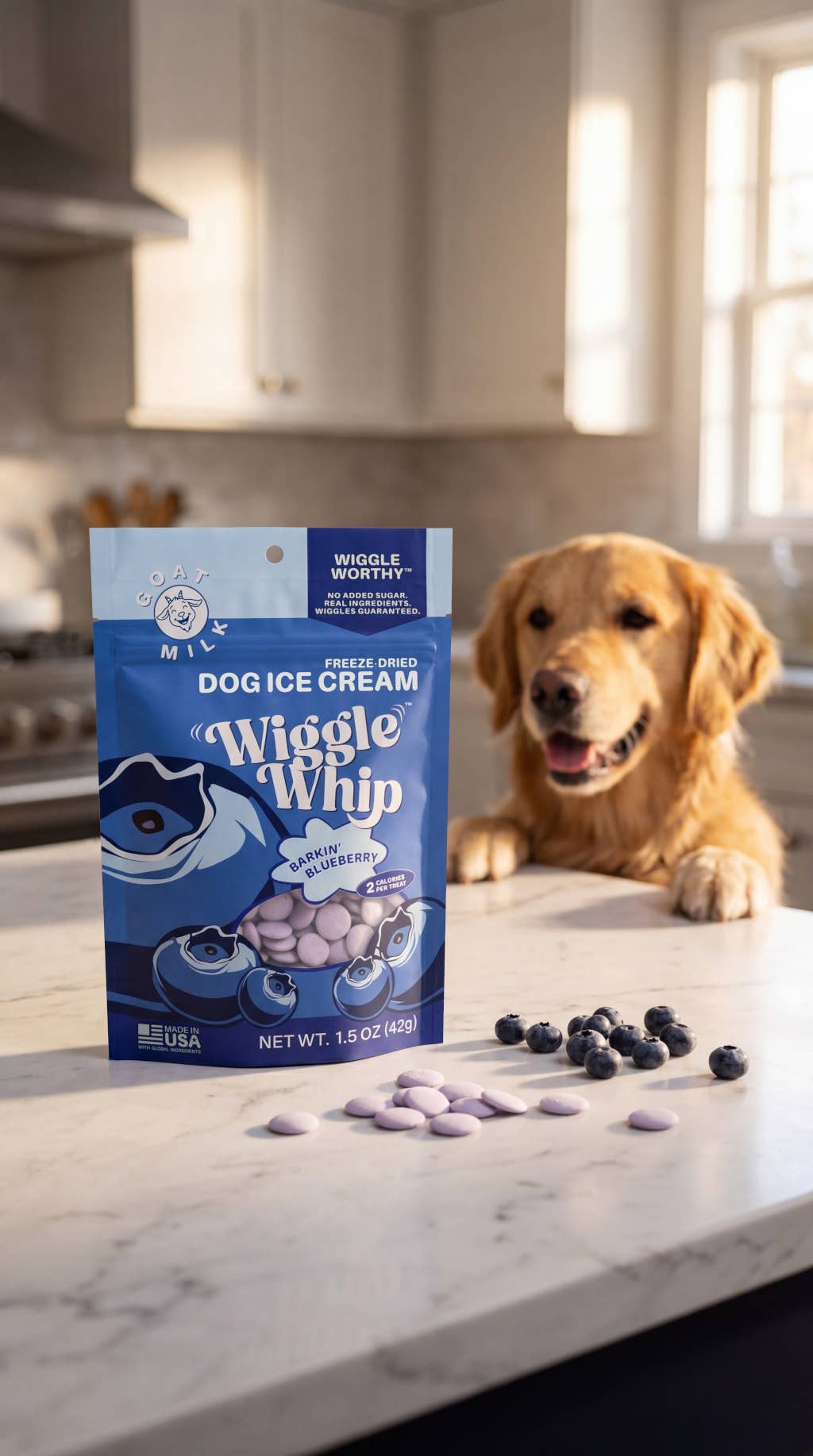 WIGGLE WHIP FREEZE DRIED DOG ICE CREAM - BARKIN’ BLUEBERRY
