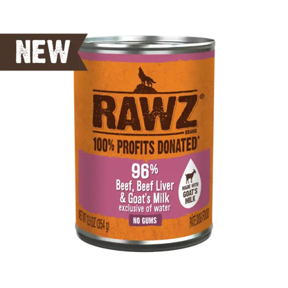 RAWZ BEEF, BEEF LIVER & GOAT’S MILK PATE DOG CAN