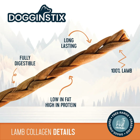 BRAIDED LAMB COLLAGEN STICK 12”