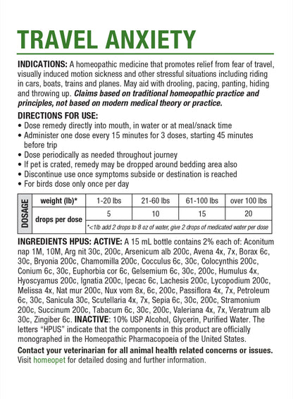 HOMEOPET TRAVEL ANXIETY MULTISPECIES