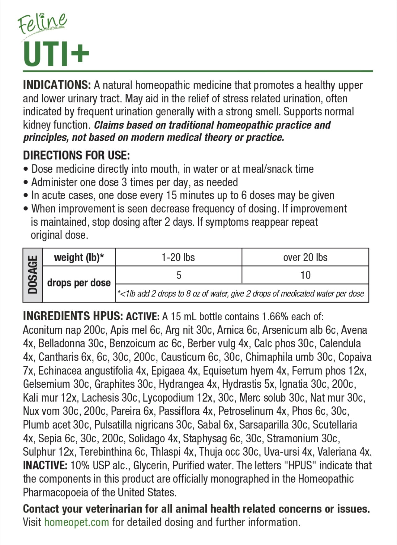 HOMEOPET FELINE UTI+