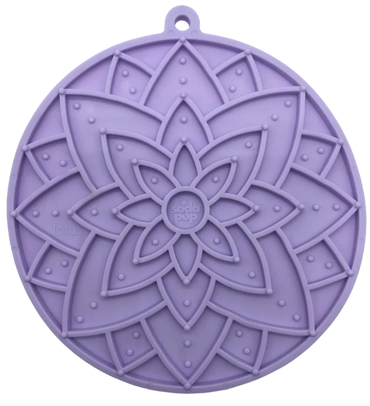 SODAPUP LOTUS DESIGN EMAT ENRICHMENT LICK MAT WITH SUCTION CUPS - PASTEL PURPLE