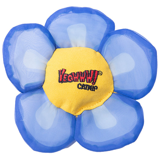 Blue flower-shaped toy with a yellow center featuring the Veghvy logo on a white background.
