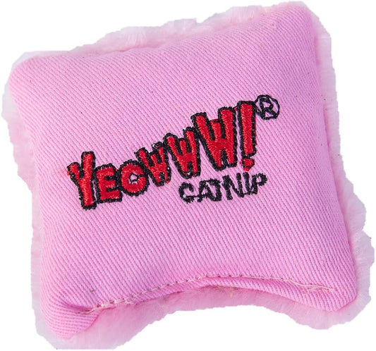 Pink catnip toy with 'Yeehaw! Catnip' text on a white background