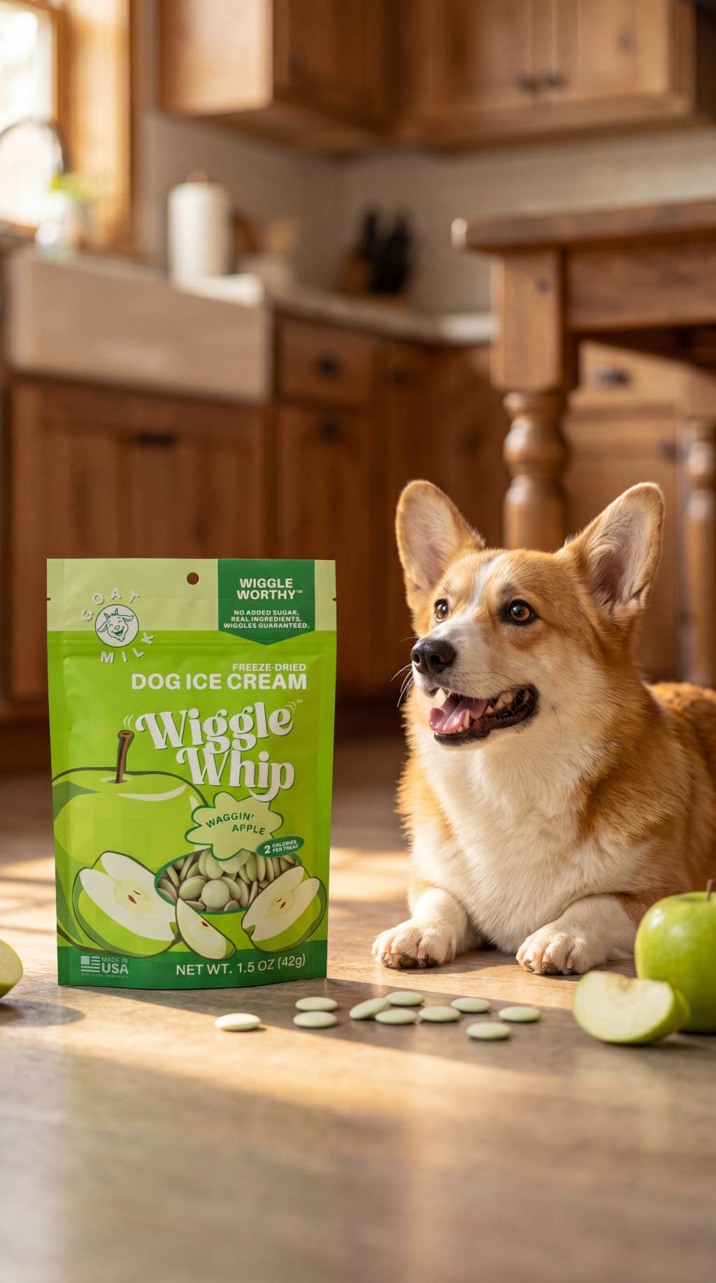 WIGGLE WHIP FREEZE DRIED DOG ICE CREAM - WAGGIN’ APPLE