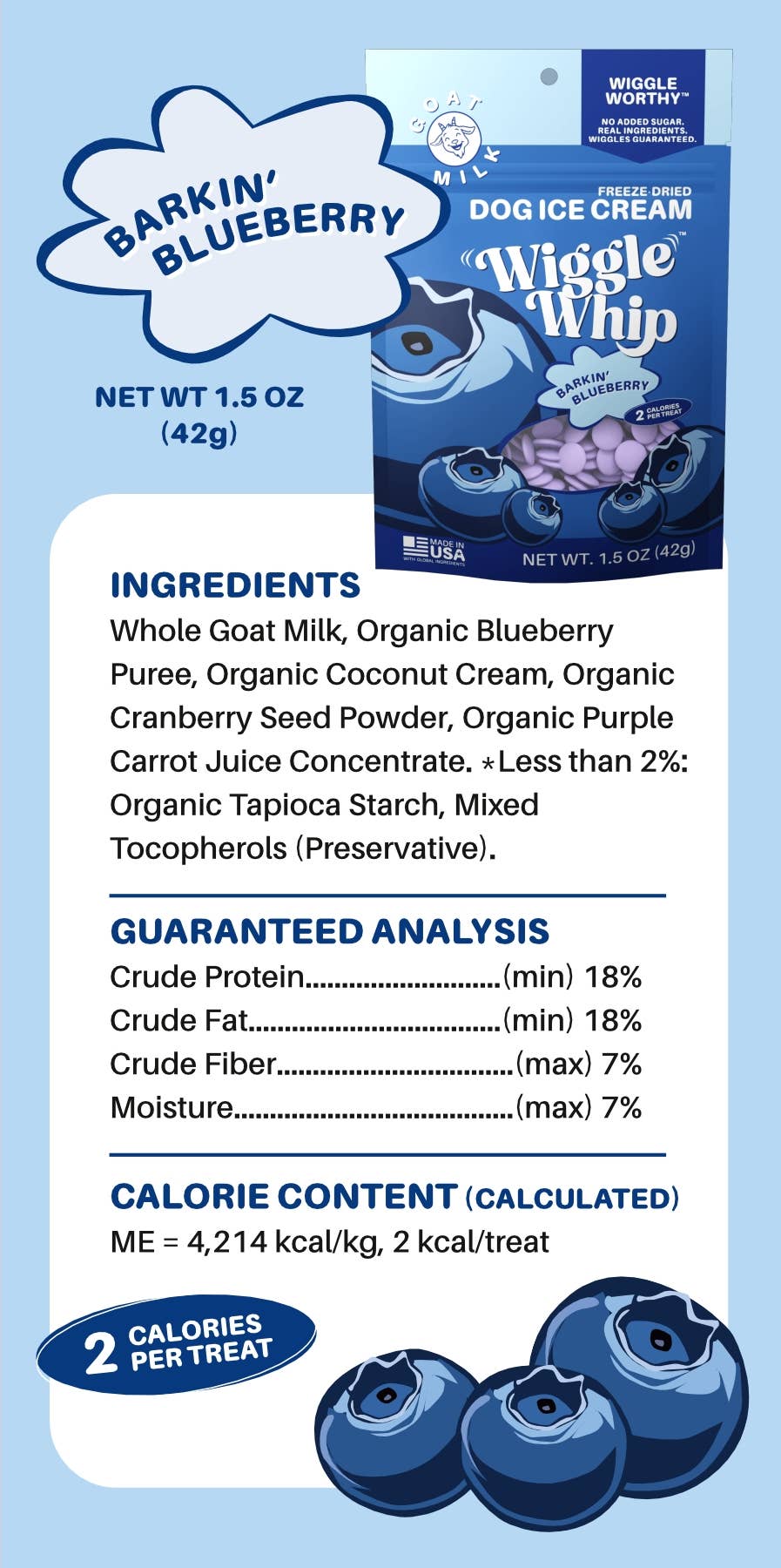 WIGGLE WHIP FREEZE DRIED DOG ICE CREAM - BARKIN’ BLUEBERRY