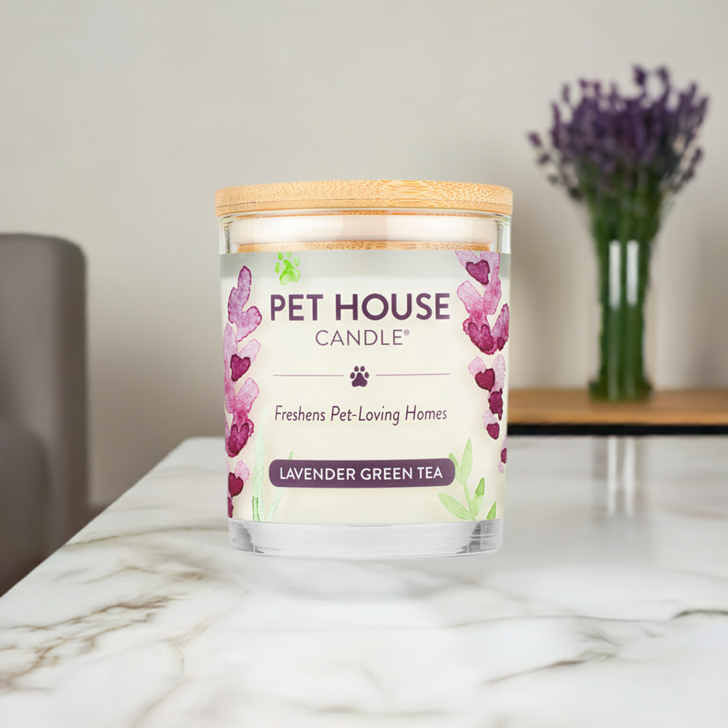 Lavender Green Tea 9 oz Candle for pet-loving homes