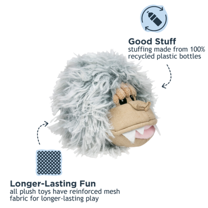 TALL TAILS 2-IN-1 FETCH BALL DOG TOY: YETI HEAD