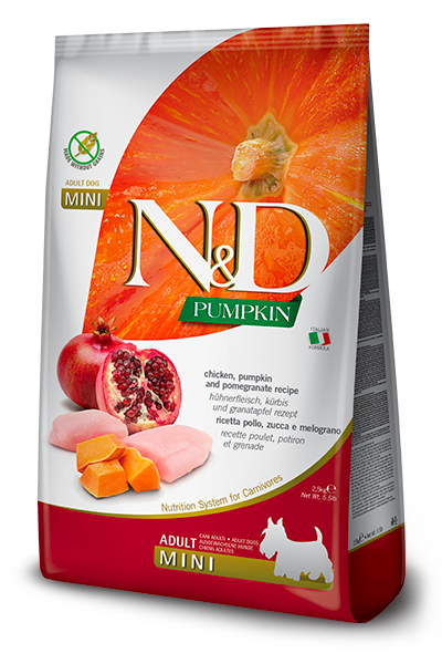 FARMINA N&D DRY DOG FOOD: GRAIN-FREE PUMPKIN, CHICKEN & POMEGRANATE (15.4 LBS)