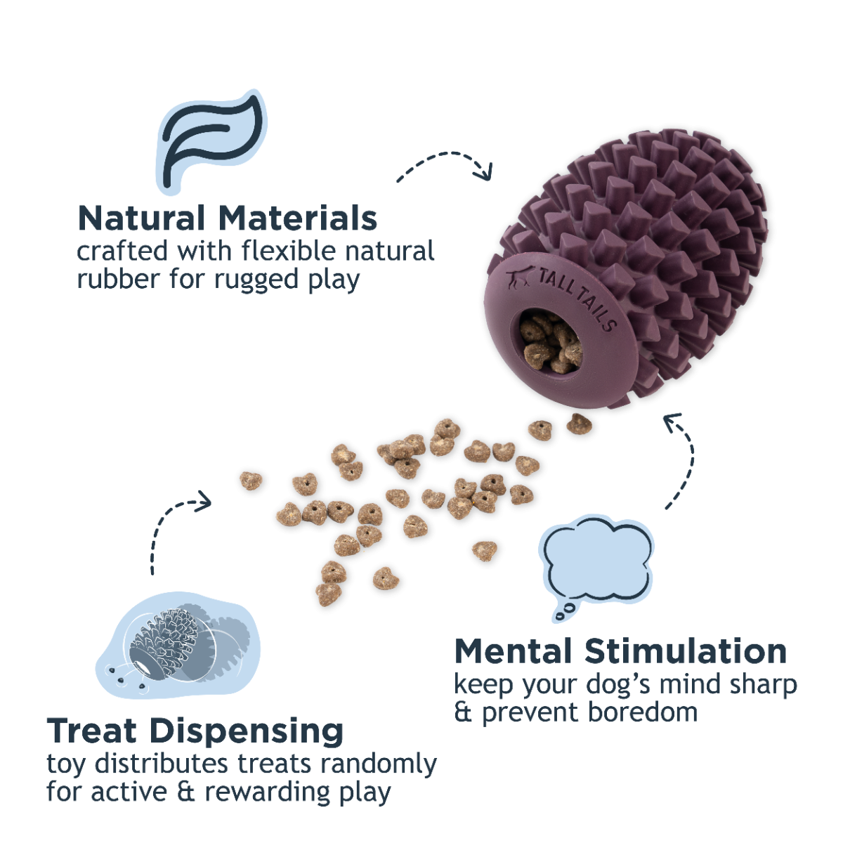 TALL TAILS NATURAL RUBBER PINECONE REWARD DOG TOY