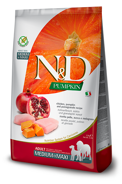 FARMINA N&D DRY DOG FOOD CHICKEN, PUMPKIN & POMEGRANATE (5.5 LBS)