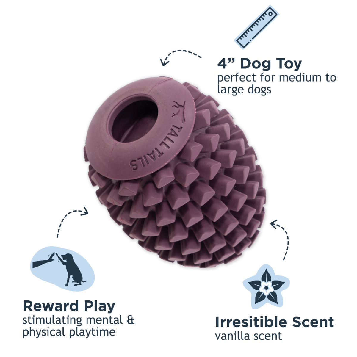 TALL TAILS NATURAL RUBBER PINECONE REWARD DOG TOY